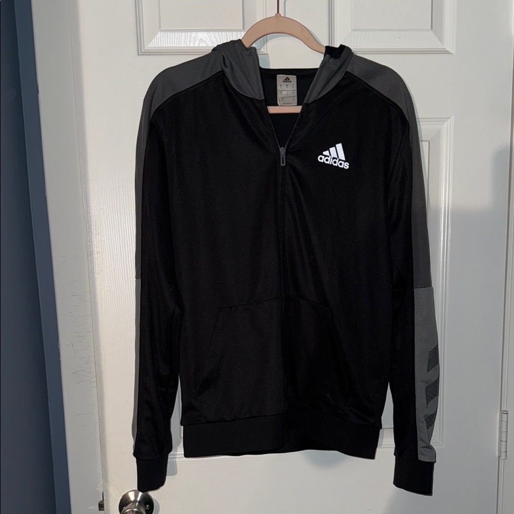 Adidas Black and Gray Zip-Up Jacket